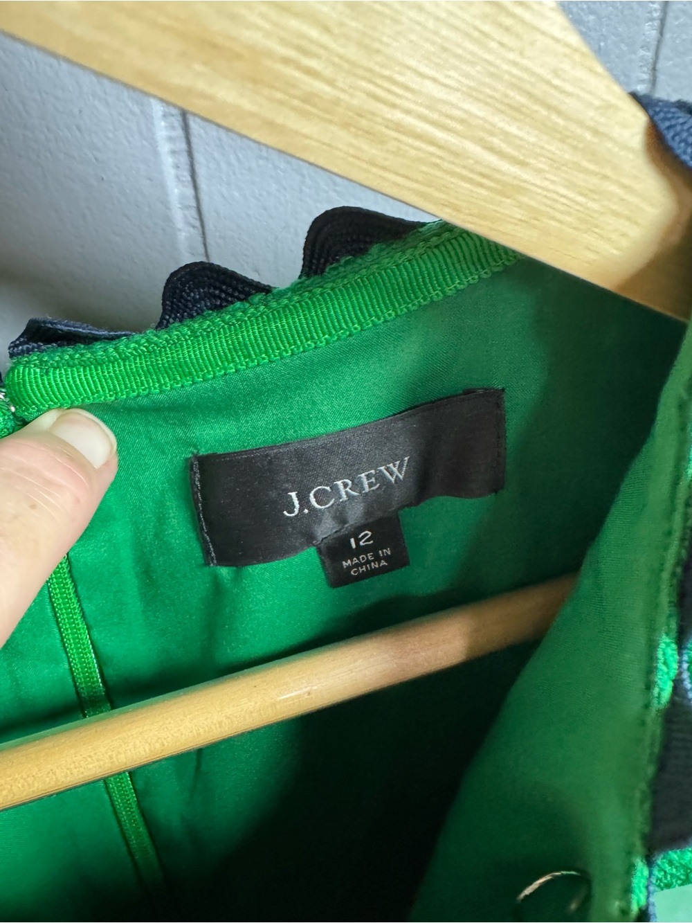 J. Crew Navy Exterior with Bright Green Lining Dress